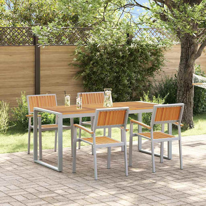 Set da Pranzo per Giardino 5 pcs Grigio e marrone
