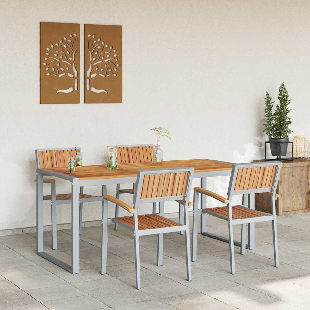 Set da Pranzo per Giardino 5 pcs Grigio e marrone
