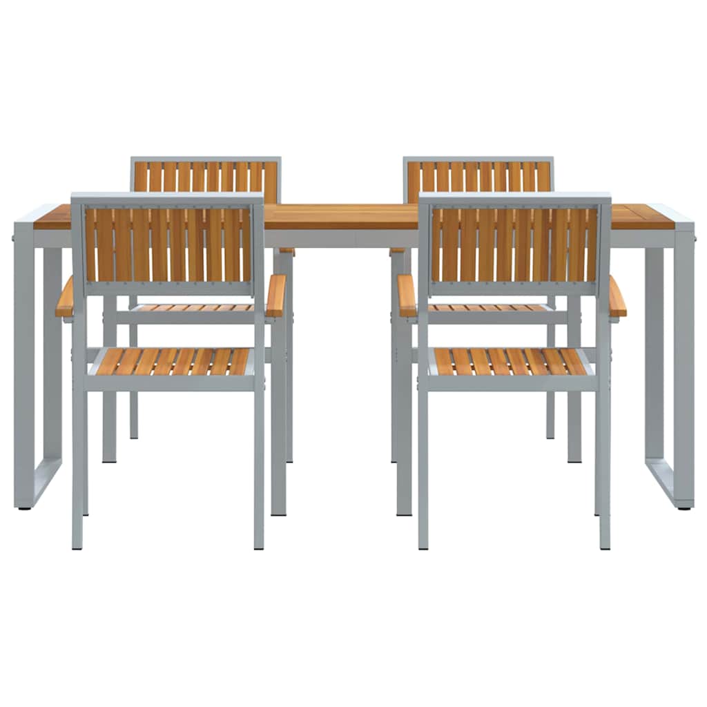 Set da Pranzo per Giardino 5 pcs Grigio e marrone