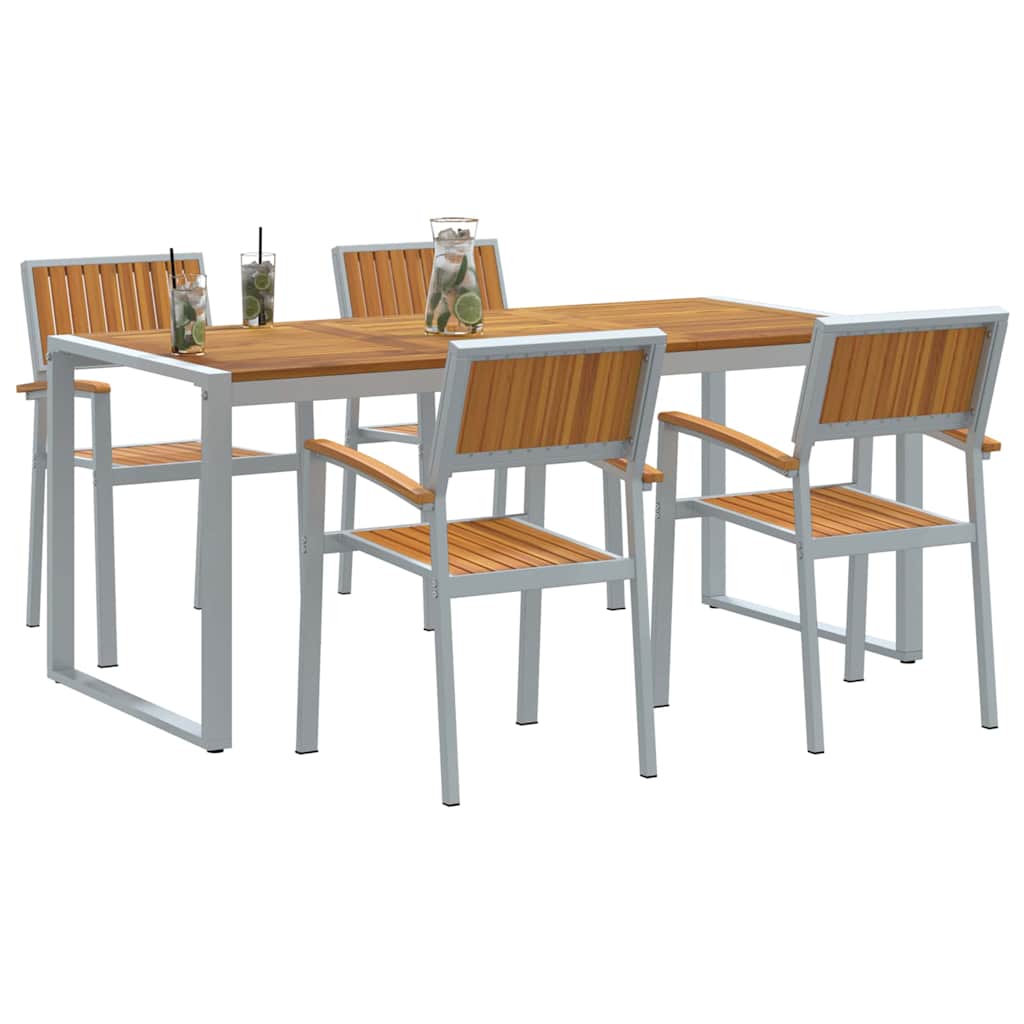 Set da Pranzo per Giardino 5 pcs Grigio e marrone