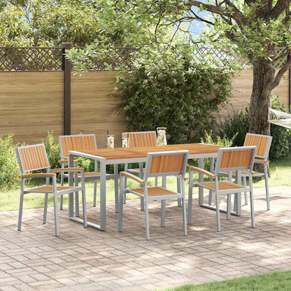 Set da Pranzo per Giardino 7 pcs Grigio e marrone