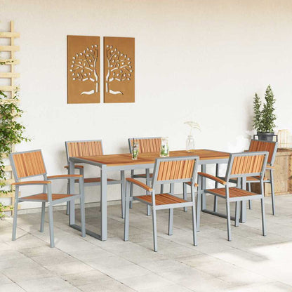 Set da Pranzo per Giardino 7 pcs Grigio e marrone
