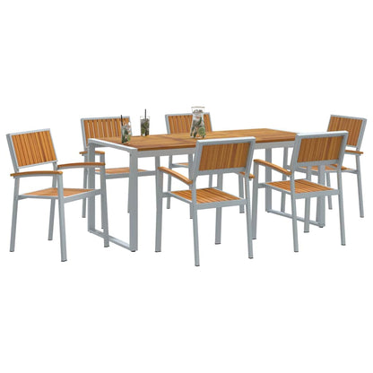Set da Pranzo per Giardino 7 pcs Grigio e marrone