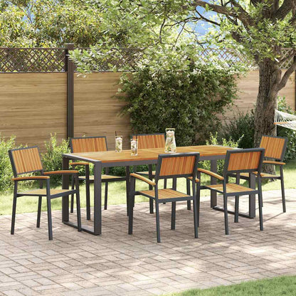 Set da Pranzo per Giardino 7 pcs Nero e marrone