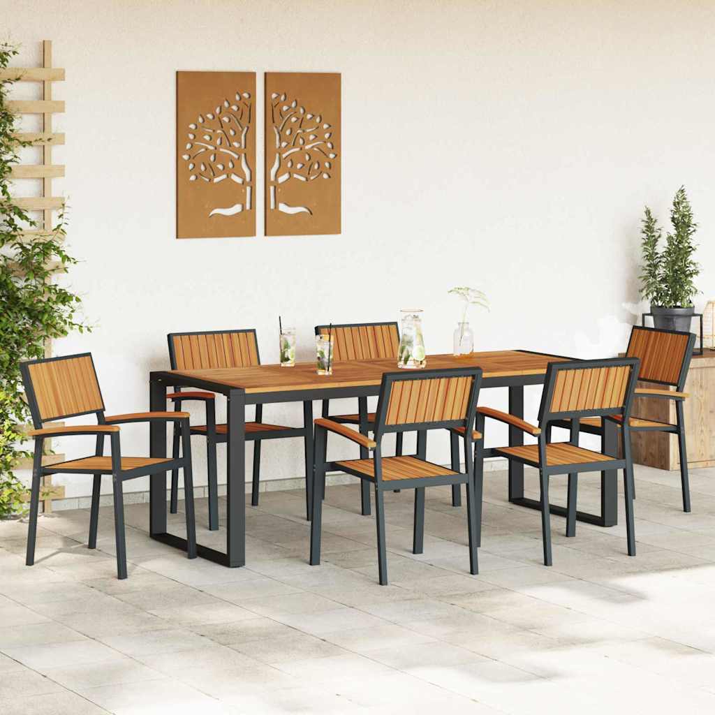Set da Pranzo per Giardino 7 pcs Nero e marrone