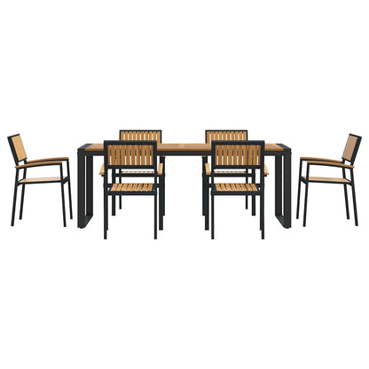Set da Pranzo per Giardino 7 pcs Nero e marrone