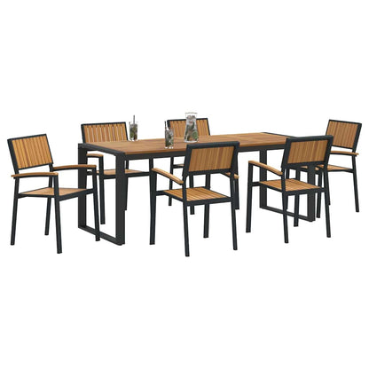 Set da Pranzo per Giardino 7 pcs Nero e marrone