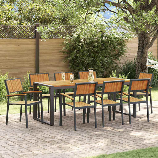 Set da Pranzo per Giardino 9 pcs Nero e marrone