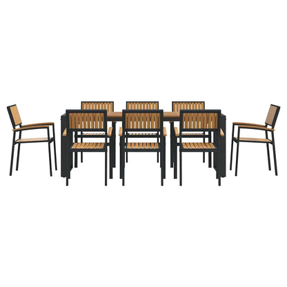 Set da Pranzo per Giardino 9 pcs Nero e marrone