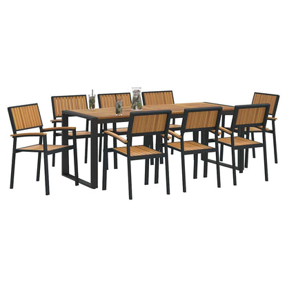 Set da Pranzo per Giardino 9 pcs Nero e marrone