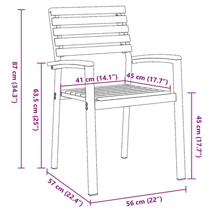 Sedia da Giardino 8 pcs Marrone 56 x 57 x 87cm