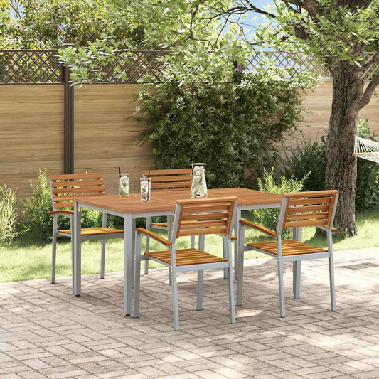 Set da Pranzo per Giardino 5 pcs Grigio e marrone