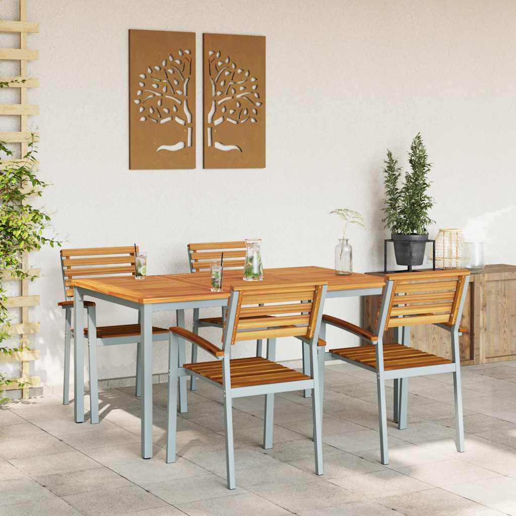 Set da Pranzo per Giardino 5 pcs Grigio e marrone