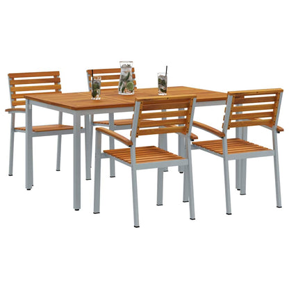 Set da Pranzo per Giardino 5 pcs Grigio e marrone