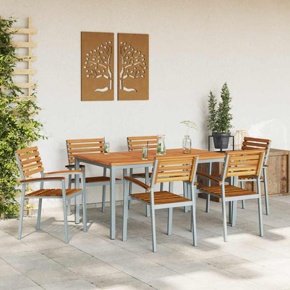Set da Pranzo per Giardino 7 pcs Grigio e marrone
