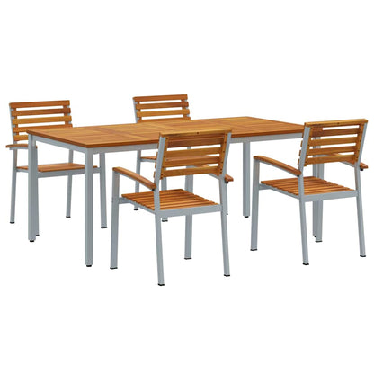 Set da Pranzo per Giardino 5 pcs Grigio e marrone