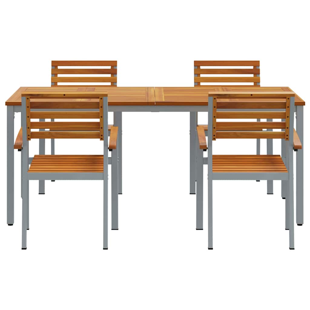 Set da Pranzo per Giardino 5 pcs Grigio e marrone