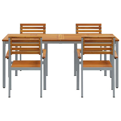 Set da Pranzo per Giardino 5 pcs Grigio e marrone