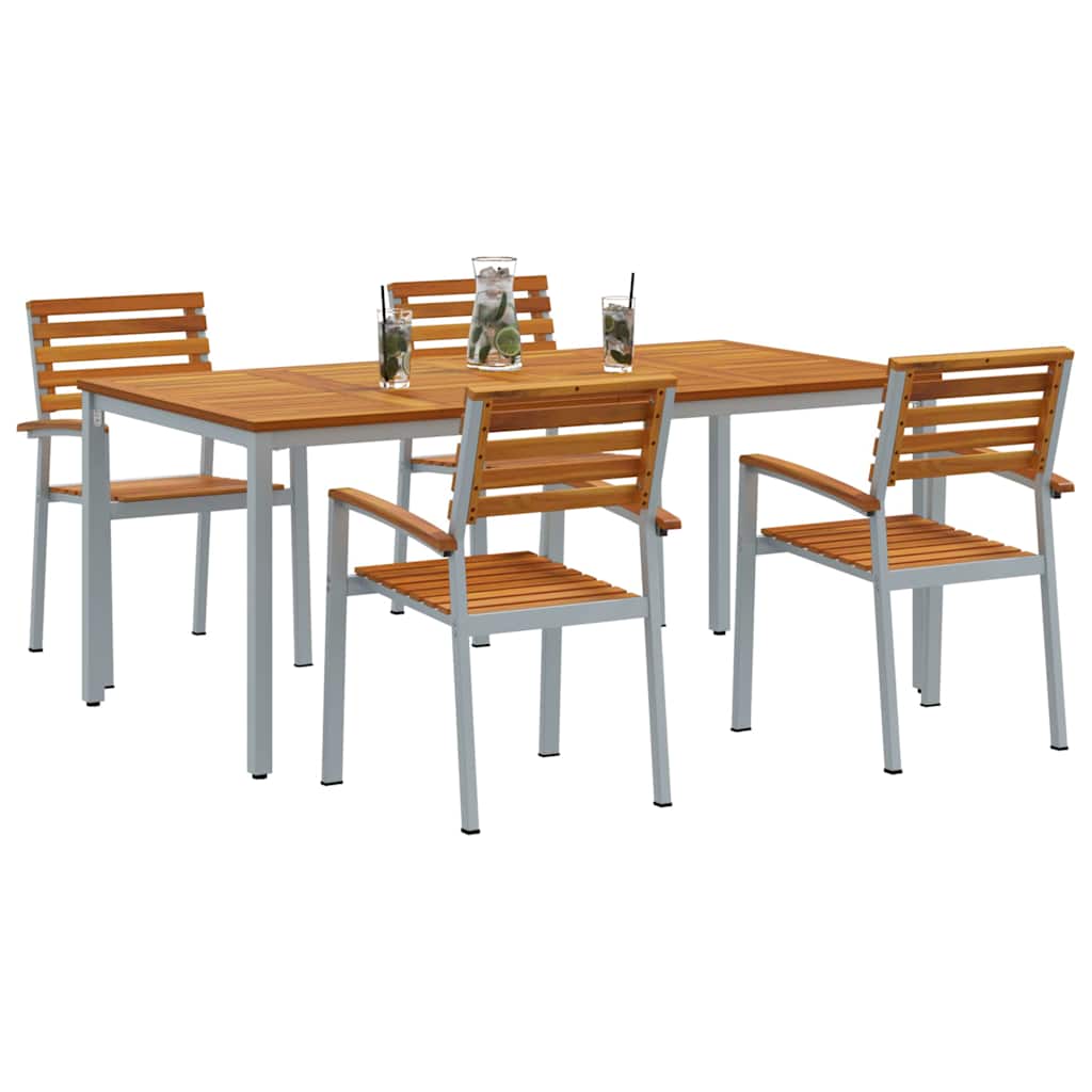 Set da Pranzo per Giardino 5 pcs Grigio e marrone