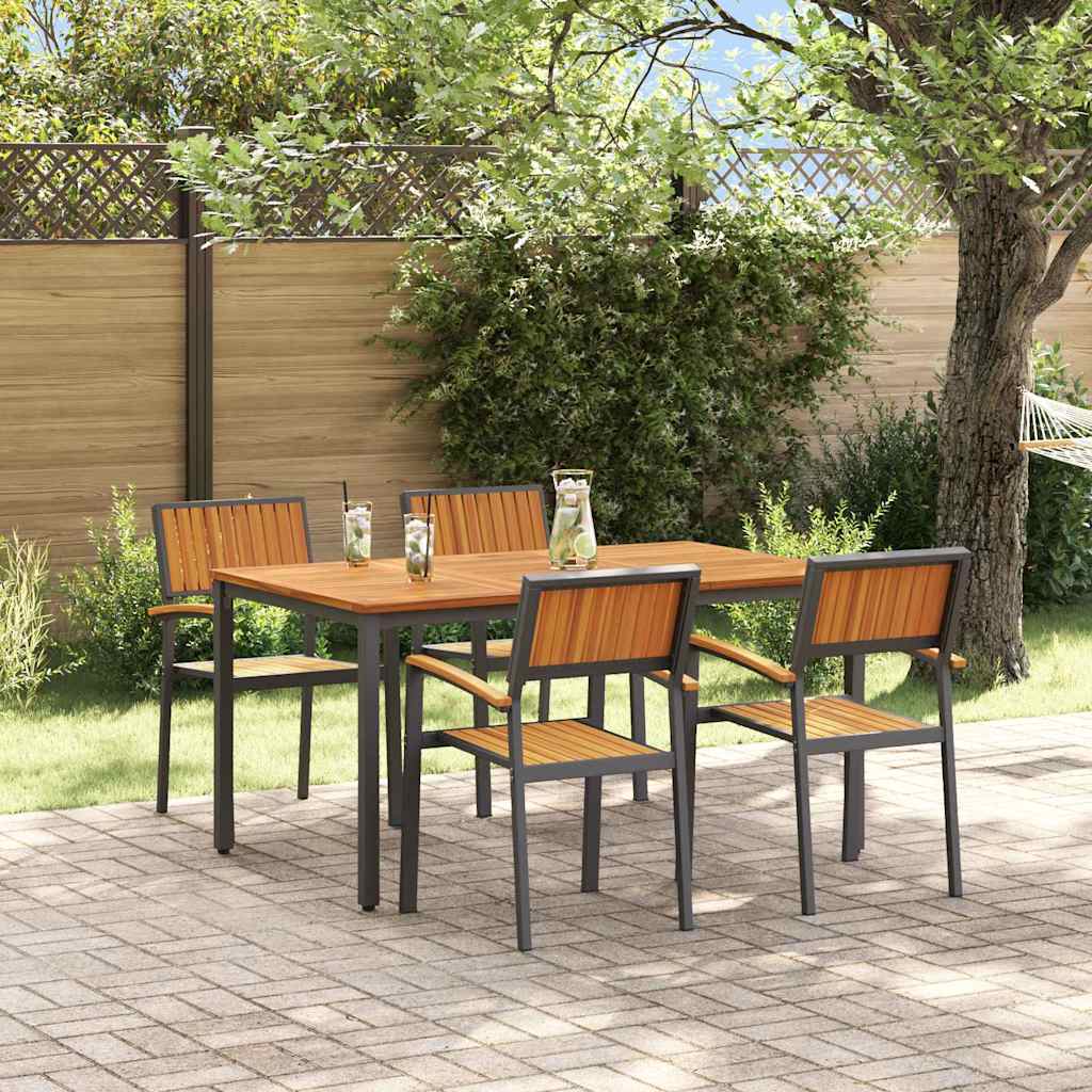Set da Pranzo per Giardino 5 pcs Nero e marrone