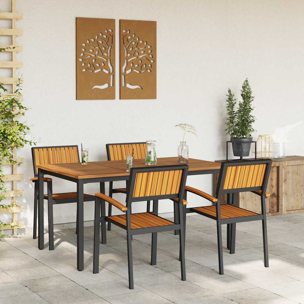 Set da Pranzo per Giardino 5 pcs Nero e marrone