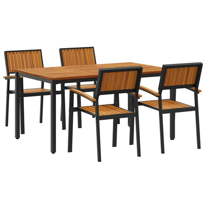 Set da Pranzo per Giardino 5 pcs Nero e marrone