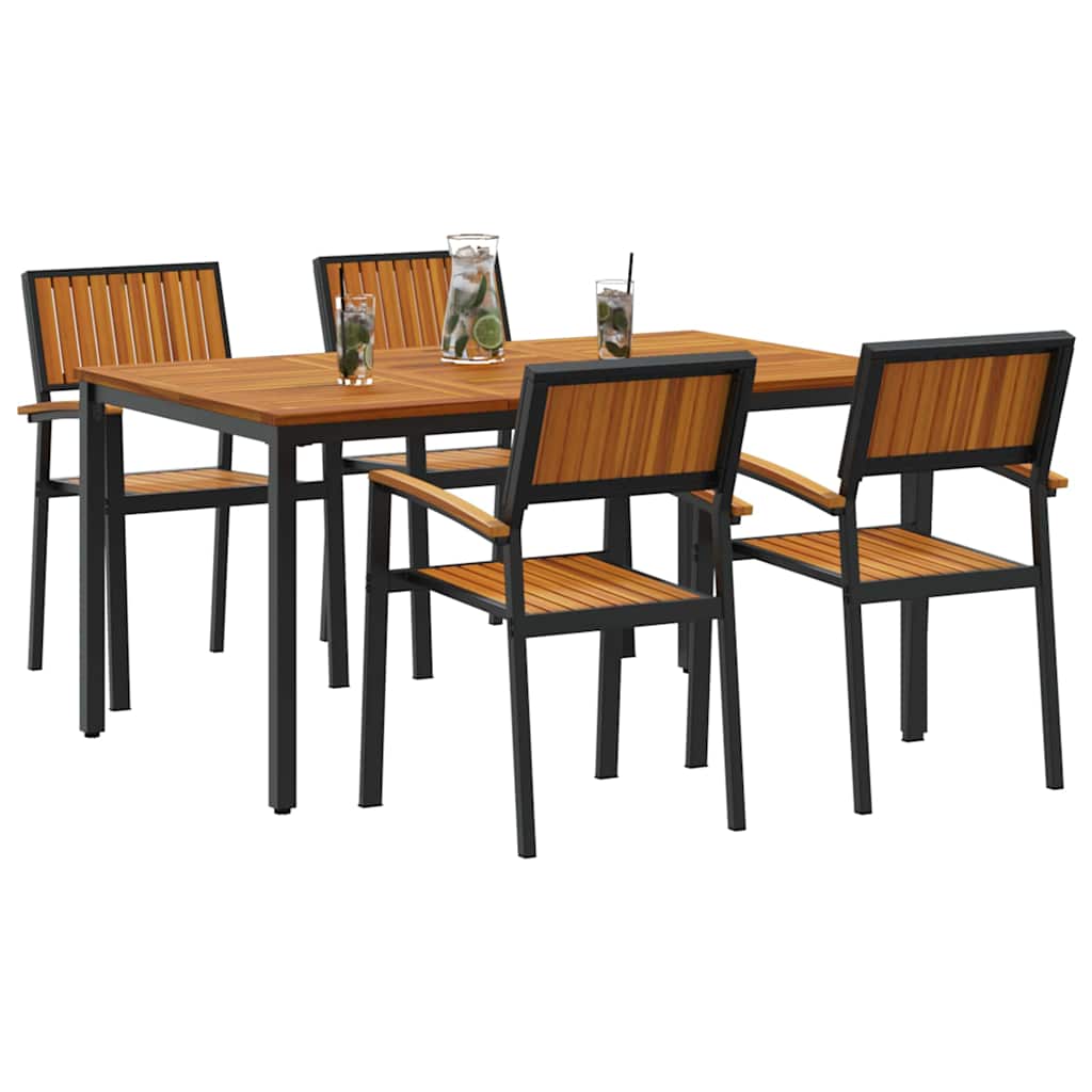 Set da Pranzo per Giardino 5 pcs Nero e marrone