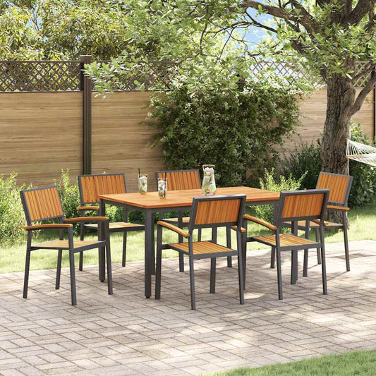 Set da Pranzo per Giardino 7 pcs Nero e marrone
