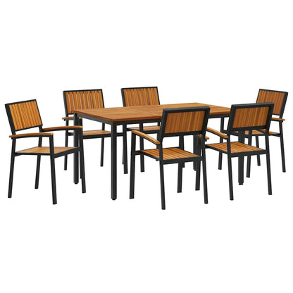 Set da Pranzo per Giardino 7 pcs Nero e marrone