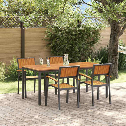 Set da Pranzo per Giardino 5 pcs Nero e marrone