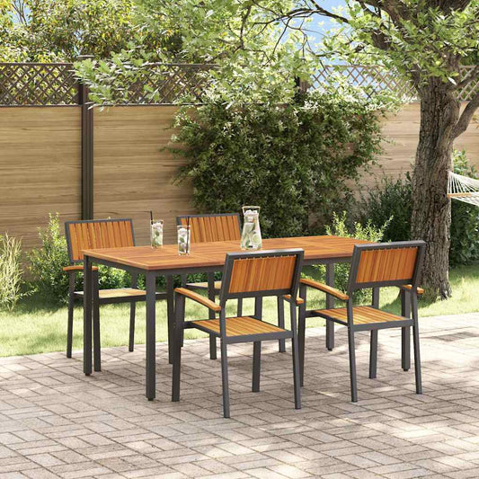 Set da Pranzo per Giardino 5 pcs Nero e marrone