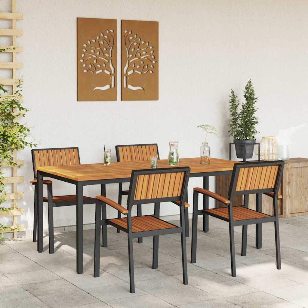 Set da Pranzo per Giardino 5 pcs Nero e marrone