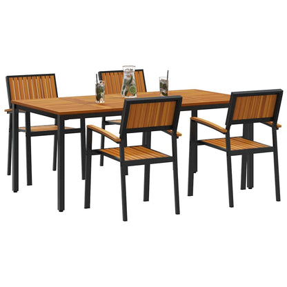Set da Pranzo per Giardino 5 pcs Nero e marrone