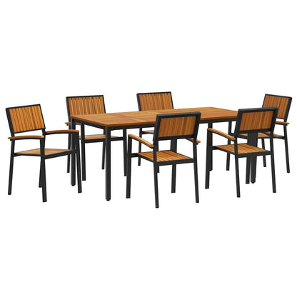 Set da Pranzo per Giardino 7 pcs Nero e marrone