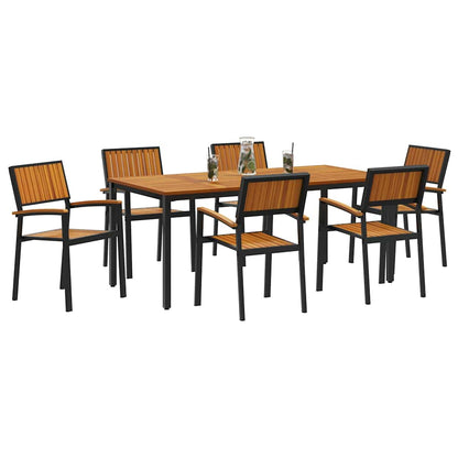 Set da Pranzo per Giardino 7 pcs Nero e marrone