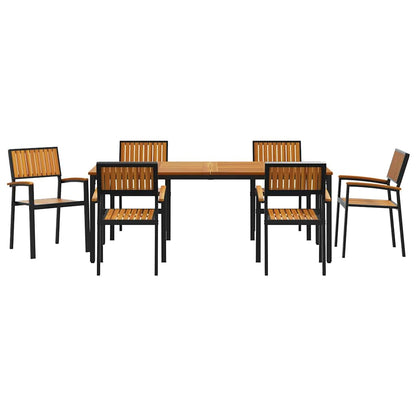 Set da Pranzo per Giardino 7 pcs Nero e marrone