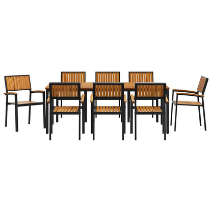 Set da Pranzo per Giardino 9 pcs Nero e marrone