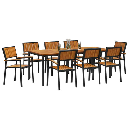 Set da Pranzo per Giardino 9 pcs Nero e marrone