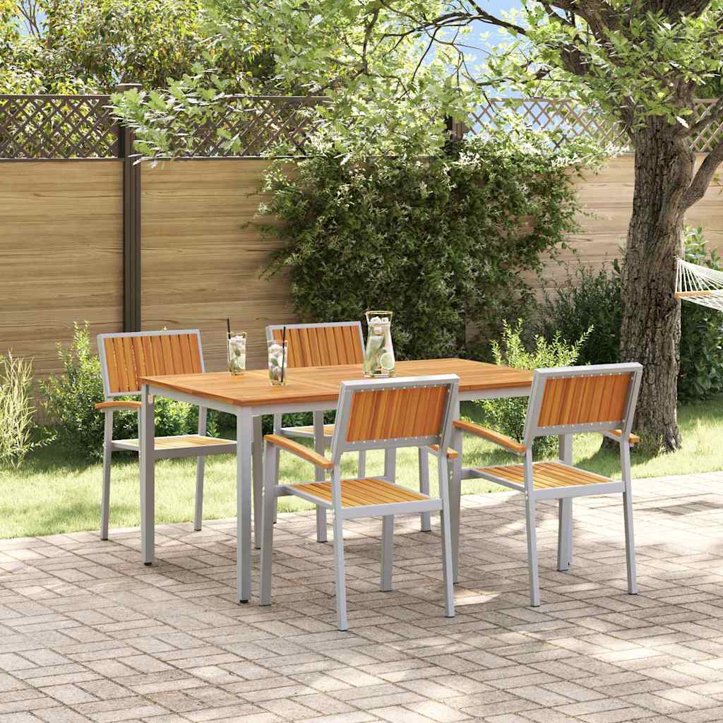 Set da Pranzo per Giardino 5 pcs Grigio e marrone