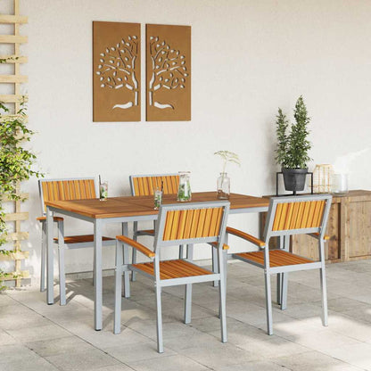 Set da Pranzo per Giardino 5 pcs Grigio e marrone