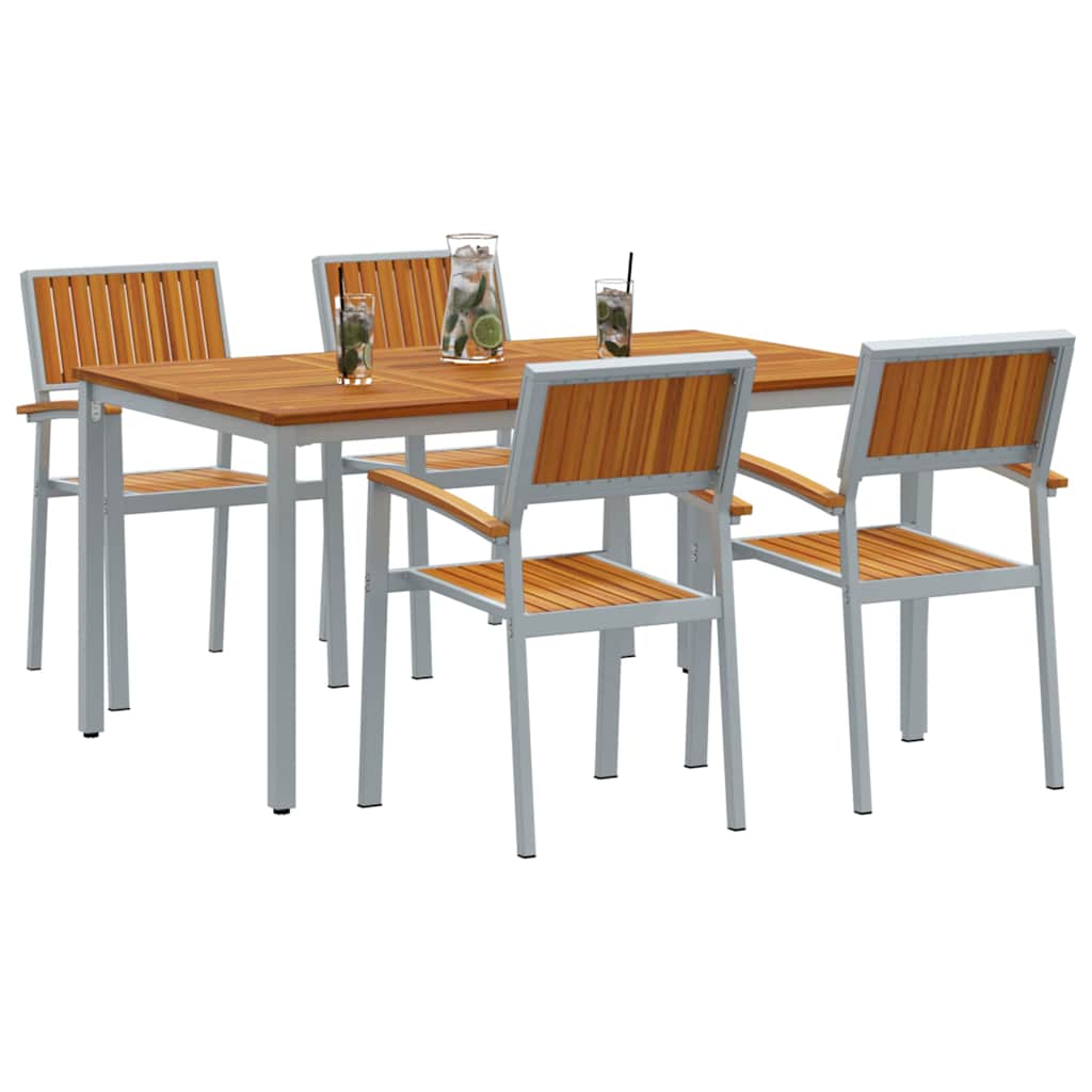 Set da Pranzo per Giardino 5 pcs Grigio e marrone