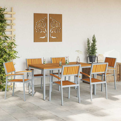 Set da Pranzo per Giardino 7 pcs Grigio e marrone