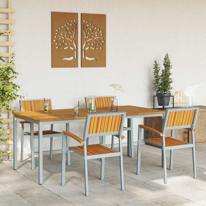 Set da Pranzo per Giardino 5 pcs Grigio e marrone
