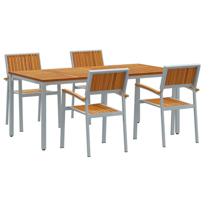 Set da Pranzo per Giardino 5 pcs Grigio e marrone