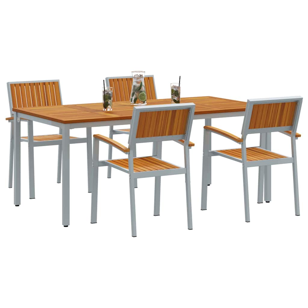 Set da Pranzo per Giardino 5 pcs Grigio e marrone