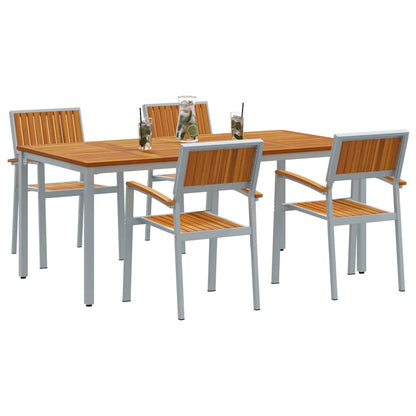 Set da Pranzo per Giardino 5 pcs Grigio e marrone