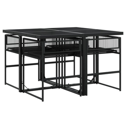 Set da Pranzo da Giardino 5 pz Nero con Cuscini in Polyrattan | homemem39