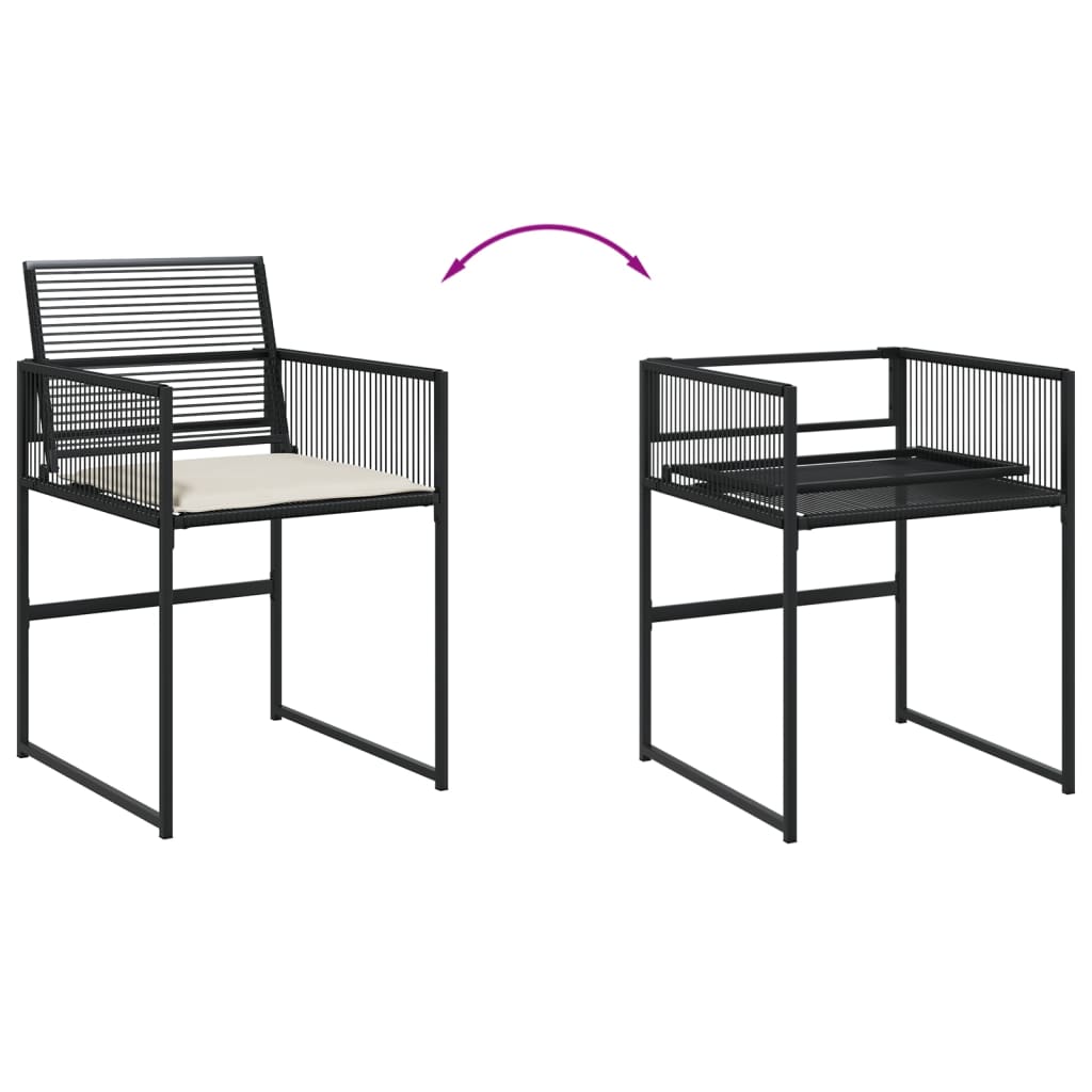 Set da Pranzo da Giardino 5 pz Nero con Cuscini in Polyrattan | homemem39