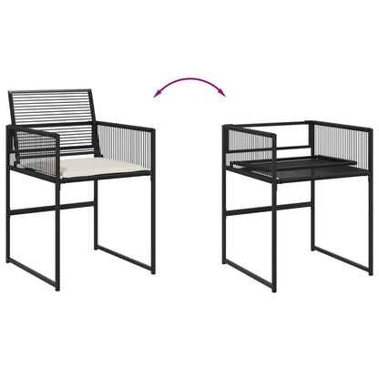 Set da Pranzo da Giardino 5 pz Nero con Cuscini in Polyrattan | homemem39