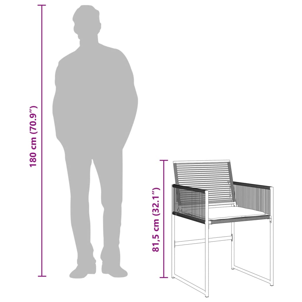 Set da Pranzo da Giardino 5 pz Nero con Cuscini in Polyrattan | homemem39